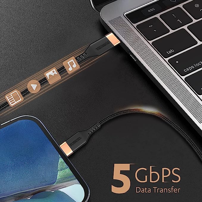 Duracell USB Type C To Type C 5A (100W) Braided Sync & Fast Charging Cable, Compatible With Mobile, Laptop, Tablets & MacBook, 3.9 Feet (1.2M), Supports PD & QC 3.0 Charging, 5 GBPS Data Transmission Duracell USB Type C To Type C 5A (100W) Braided Sync & Fast Charging Cable, Compatible With Mobile, Laptop, Tablets & MacBook, 3.9 Feet (1.2M), Supports PD & QC 3.0 Charging, 5 GBPS Data Transmission